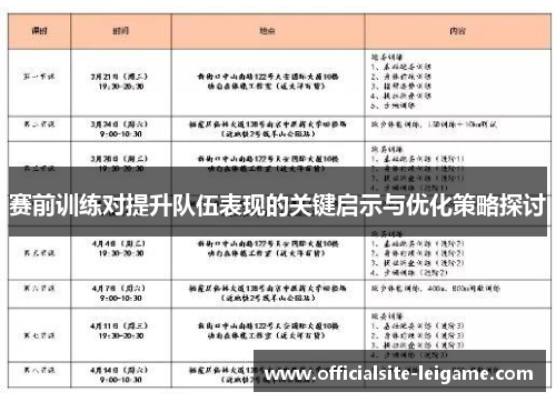 赛前训练对提升队伍表现的关键启示与优化策略探讨